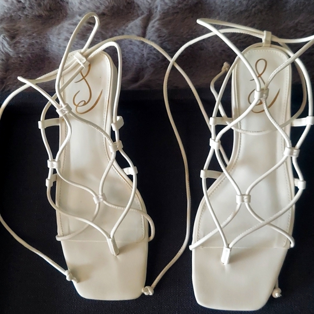White Lace up sandals